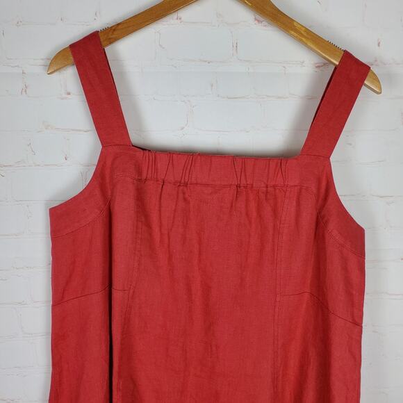 NEW J Jill 100% Linen Button Front Midi Dress XL Petite Cape Cod Red Sleeveless - Picture 7 of 13